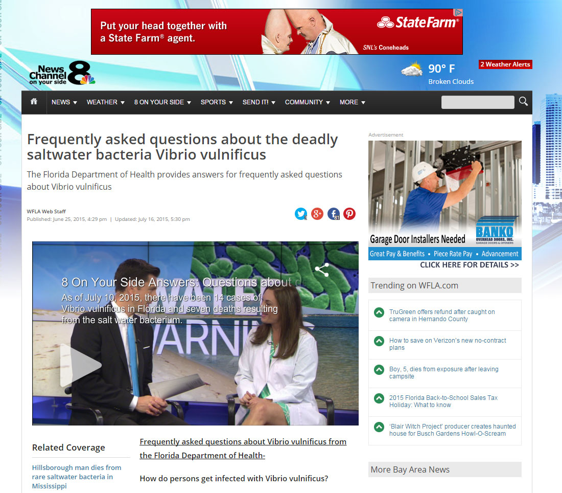 Video Thumbnail Image (Frequently Asked Questions About The Deadly Saltwater Bacteria Vibrio Vulnificus) Frequently Asked Questions About The Deadly Saltwater Bacteria Vibrio Vulnificus